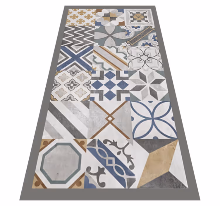 Tappeto pvc cucina piastrelle di cemento - TenStickers