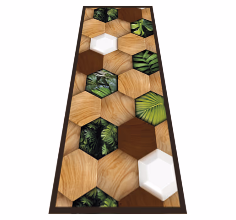 Tappeto pvc cucina esagoni tropicali in legno - TenStickers