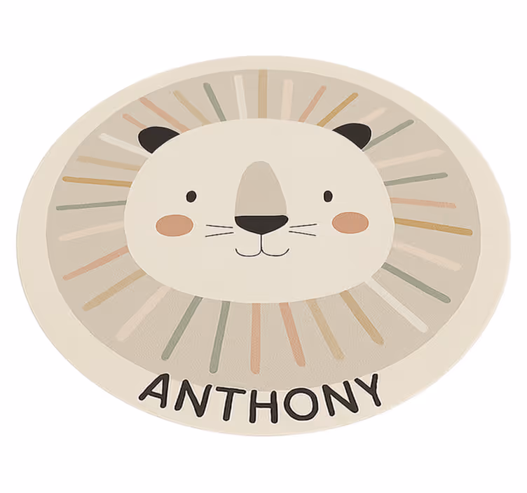 Tappeto vinile per bambini leone beige personalizzato - TenStickers
