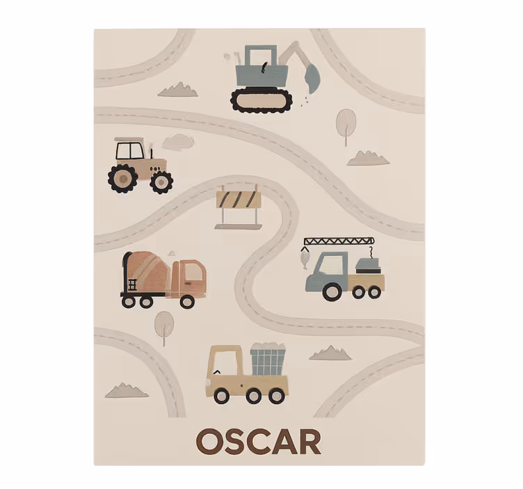 Tappeto vinile per bambini costruzione beige personalizzata - TenStickers