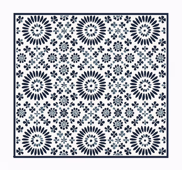 Tappeto vinile blu motivo floreale geometrico - TenStickers
