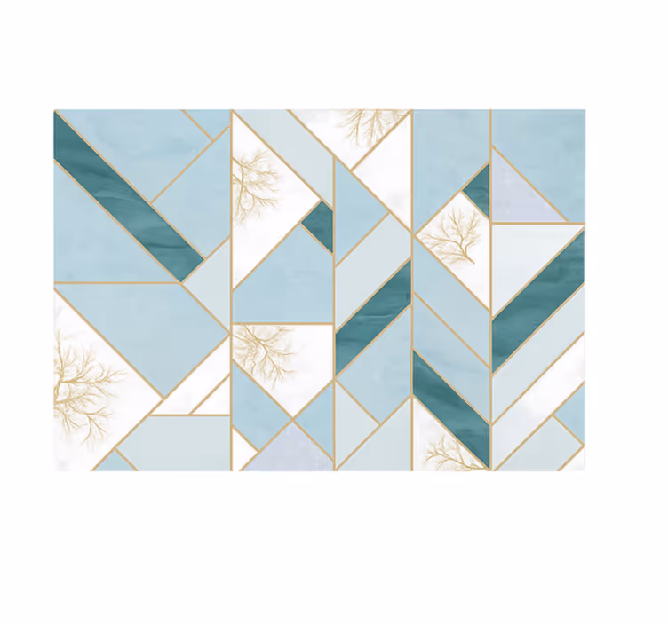 Tappeto vinile effetto marmo motivo geometrico acquamarina - TenStickers