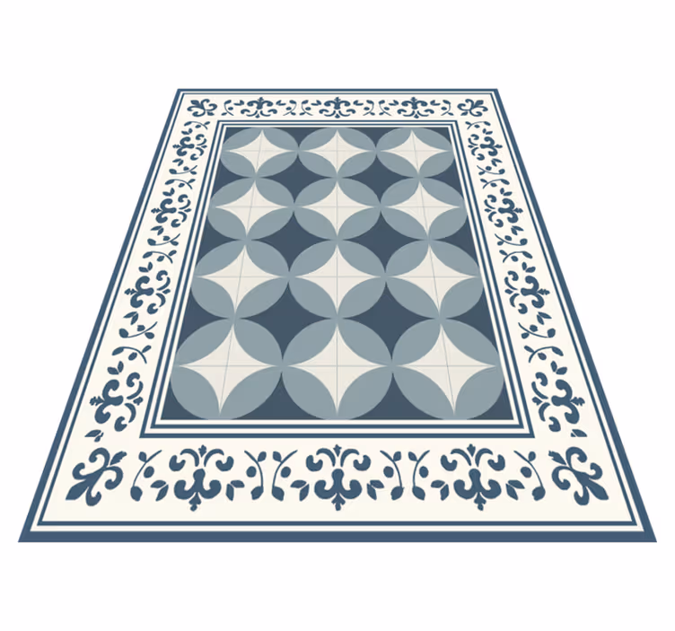 Tappeto vinile piastrelle motivo blu e bianco - TenStickers