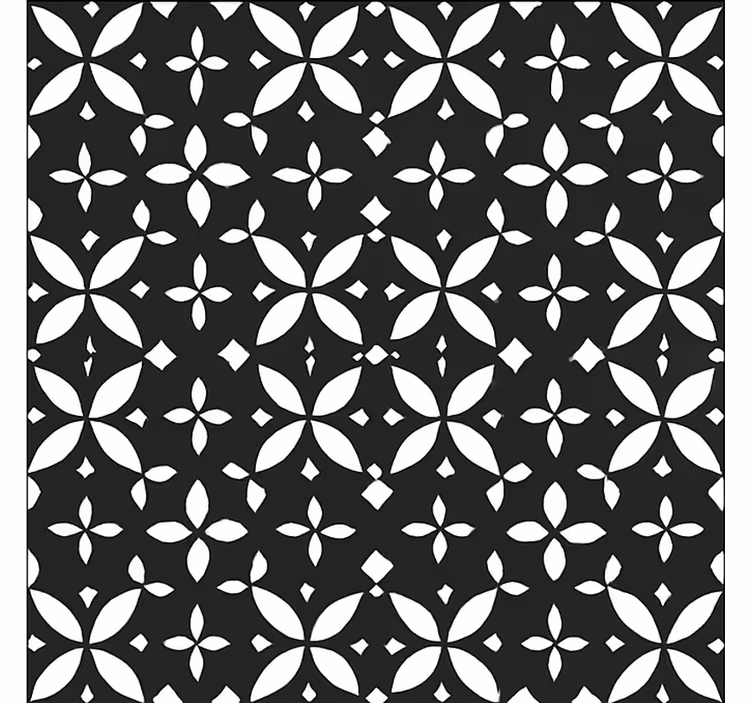 Tappeto vinile sala da pranzo geometrico floreale nero - TenStickers