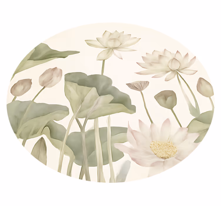 Tappeto vinile sala da pranzo fioriture botaniche acquatiche - TenStickers