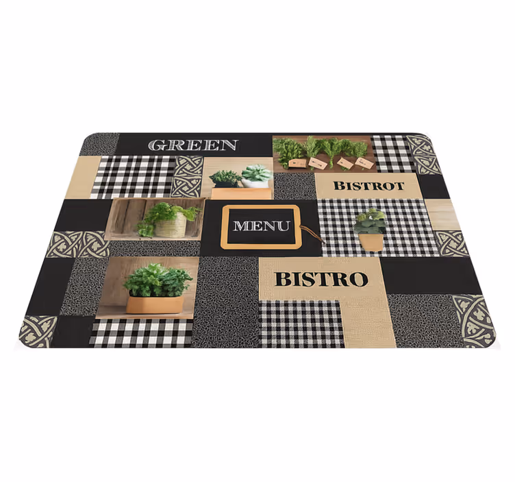 Tappeto pvc cucina bistro bianco e nero - TenStickers