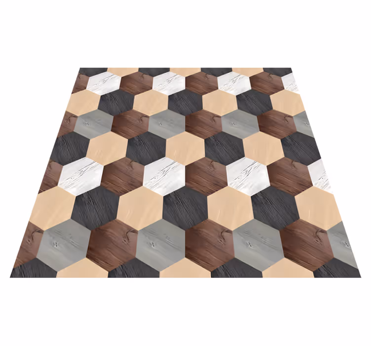Tappeto pvc cucina esagoni di legno misto - TenStickers