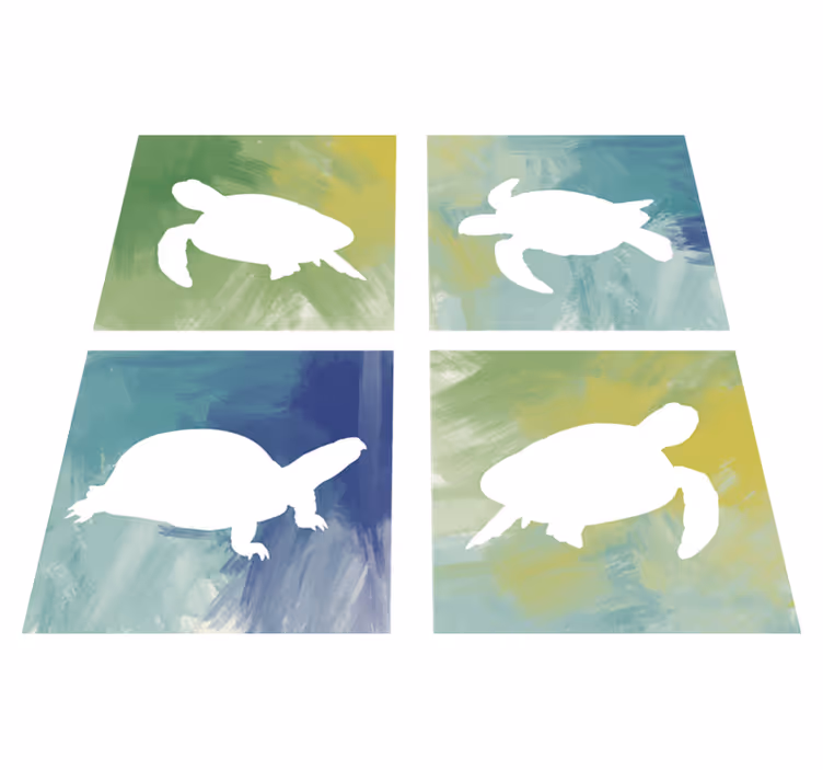 Tappeto vinile animali piastrelle tartarughe colorate - TenStickers