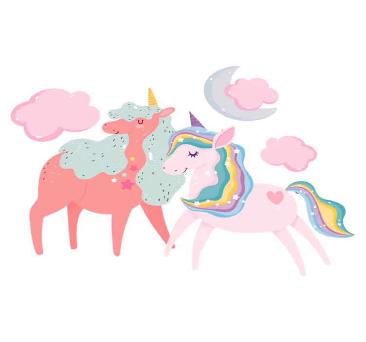 Tappeto vinile animali unicorno piccolo con giumenta - TenStickers