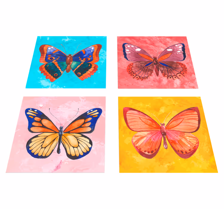Tappeto vinile animali piastrelle farfalle multicolori - TenStickers