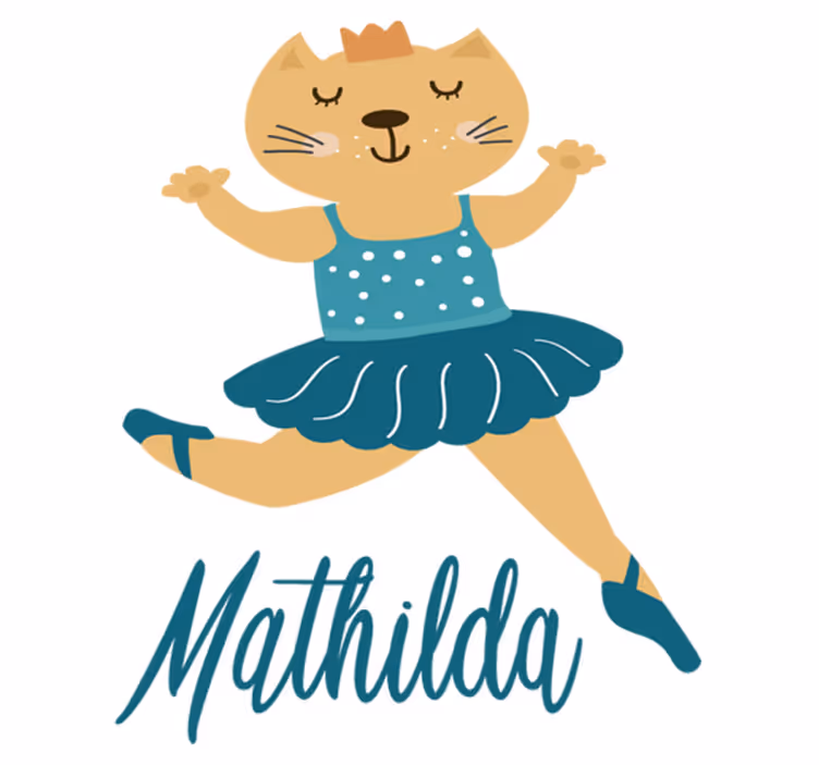 Tappeto vinile animali gattino danzante con nome - TenStickers