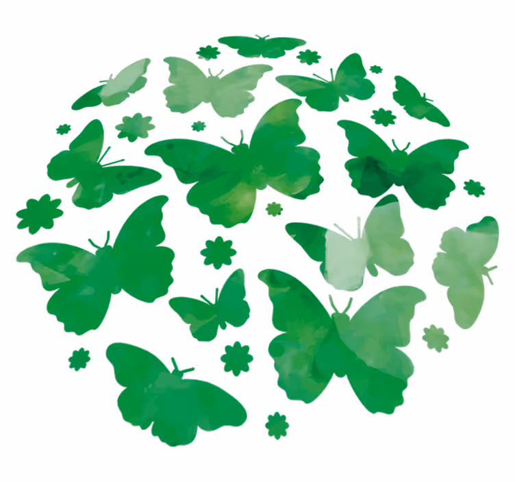 Tappeto vinile animali farfalle acquerello verdi - TenStickers