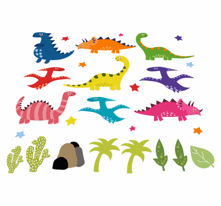 Tappeto vinile animali set cartoni animati dinosauri - TenStickers