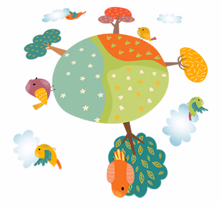 Tappeto vinile animali cerchio bianco primavera - TenStickers