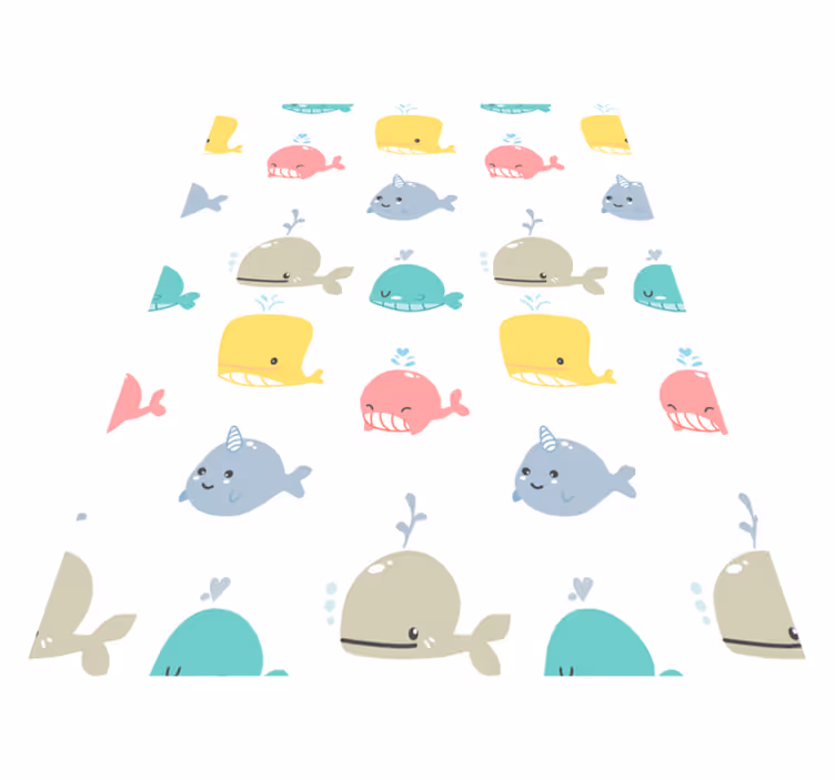 Tappeto vinile animali balene colorate baby - TenStickers