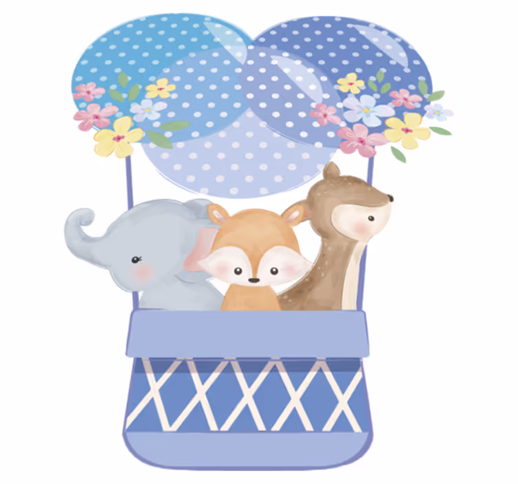 Tappeto vinile animali palloni aerostatici acquerello - TenStickers