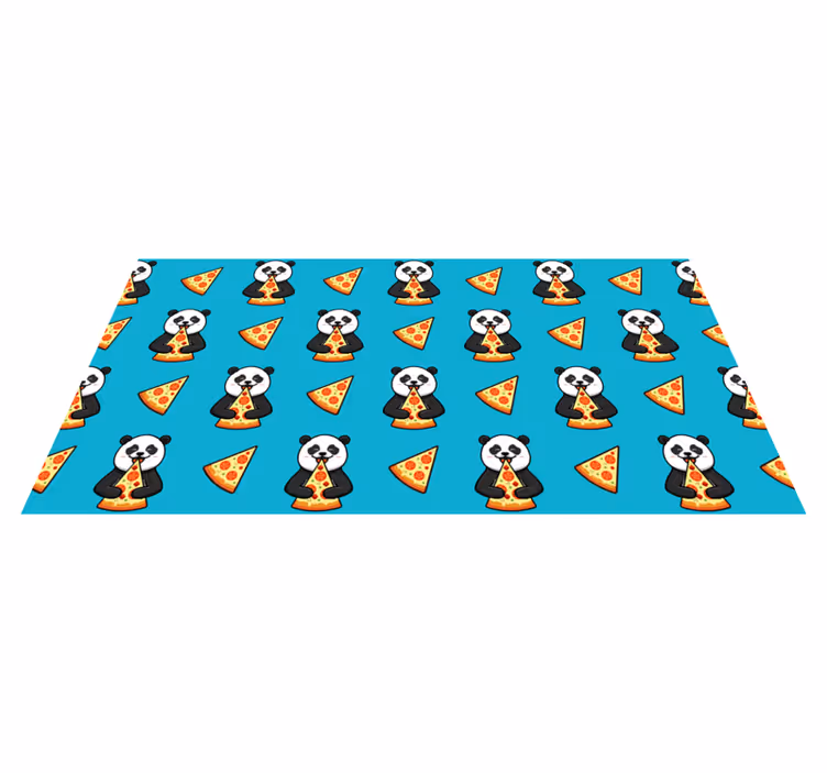 Tappeto vinile animali panda che mangia pizza - TenStickers
