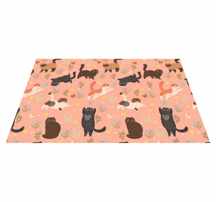 Tappeto vinile animali motivo senza cuciture gatti - TenStickers