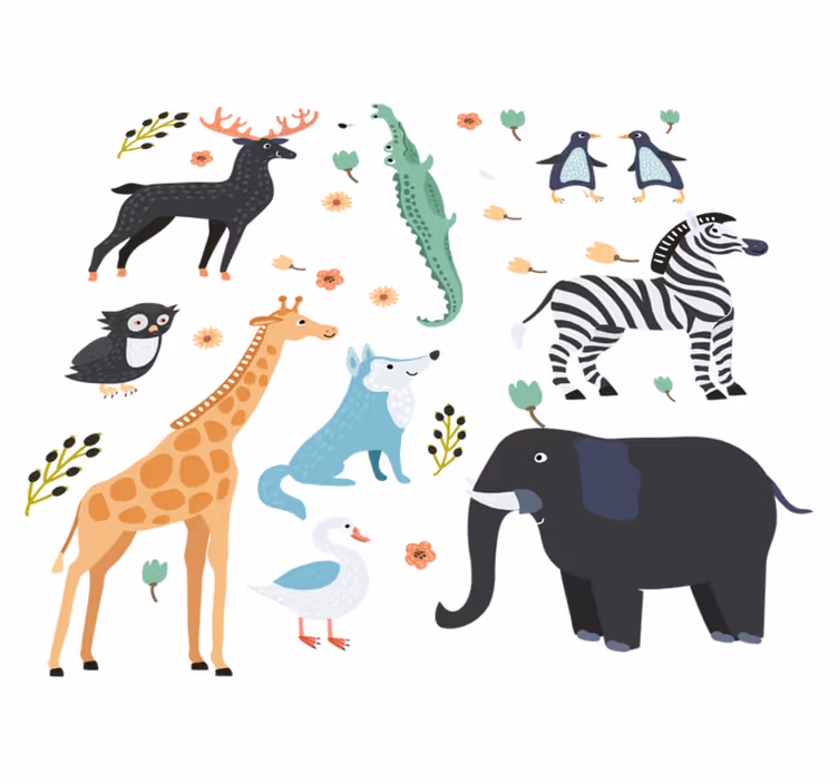 Tappeto vinile animali felici animali al parco - TenStickers