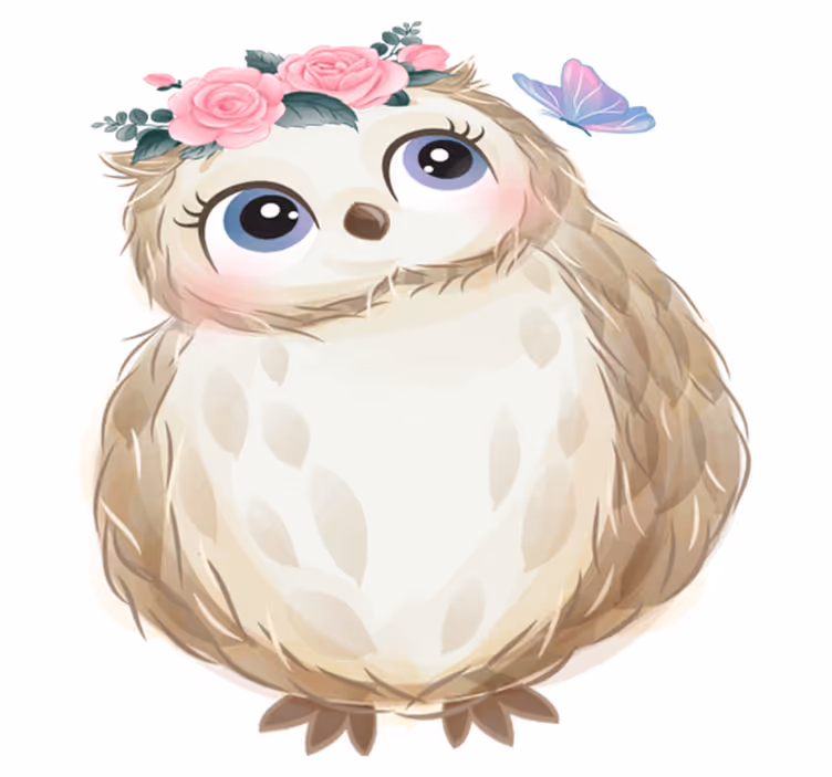 Tappeto vinile animali gufo baby e fiori - TenStickers