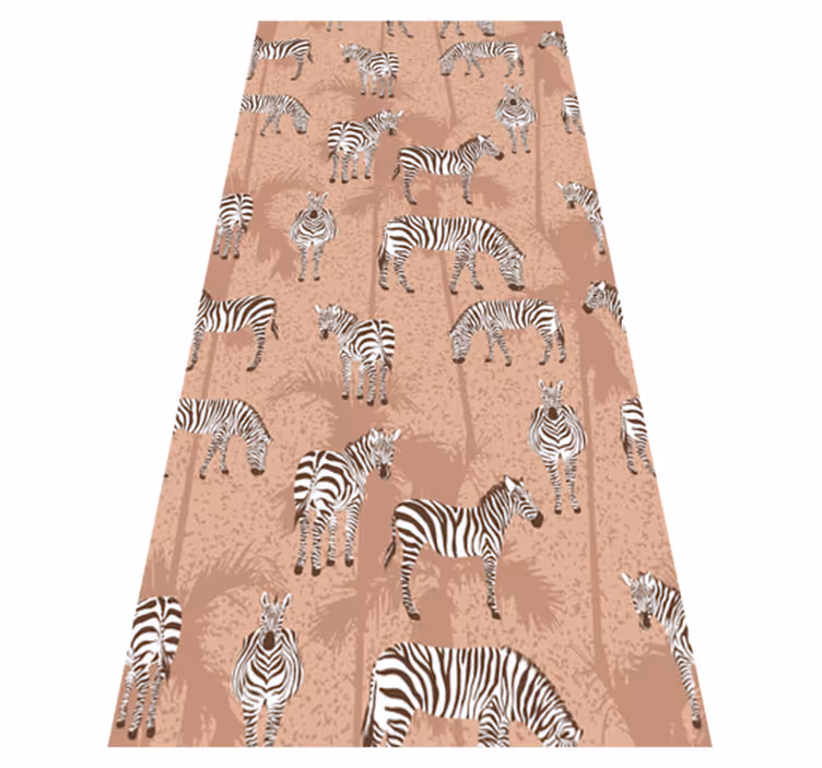 Tappeto vinile animali zebra e palme marroni - TenStickers