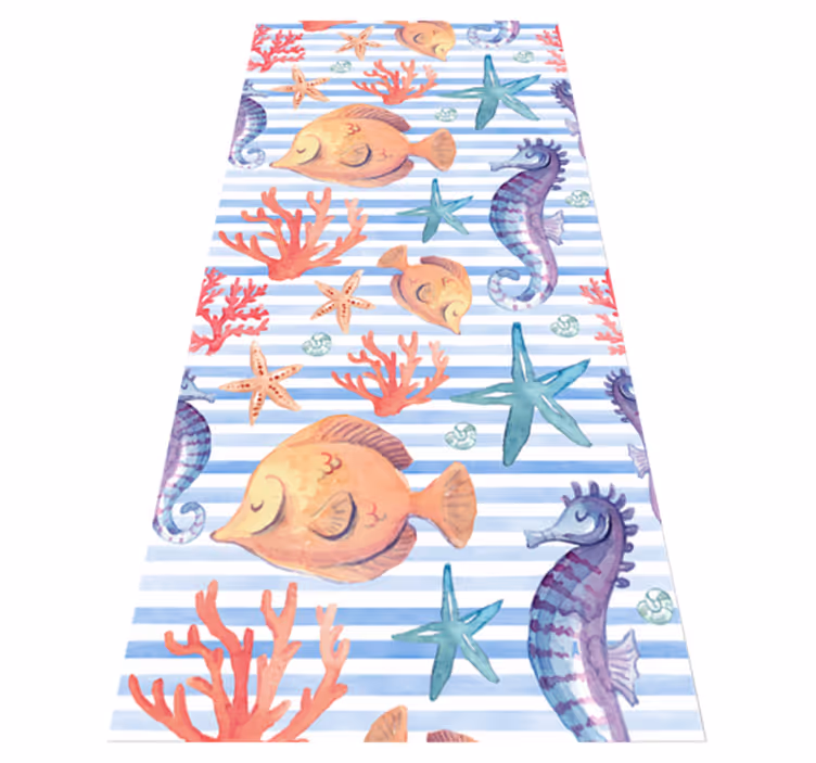 Tappeto vinile animali piastrelle vita marina - TenStickers