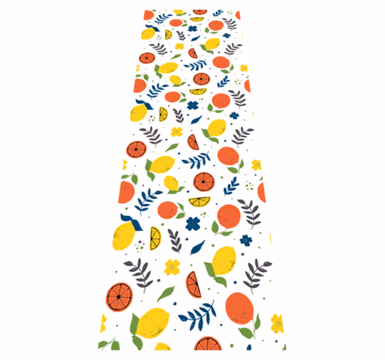 Tappeto vinile animali frutti di agrumi con foglie - TenStickers