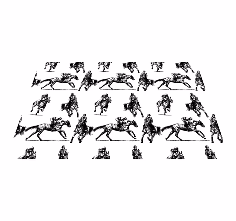 Tappeto vinile animali motivo cavalli bianco e nero - TenStickers