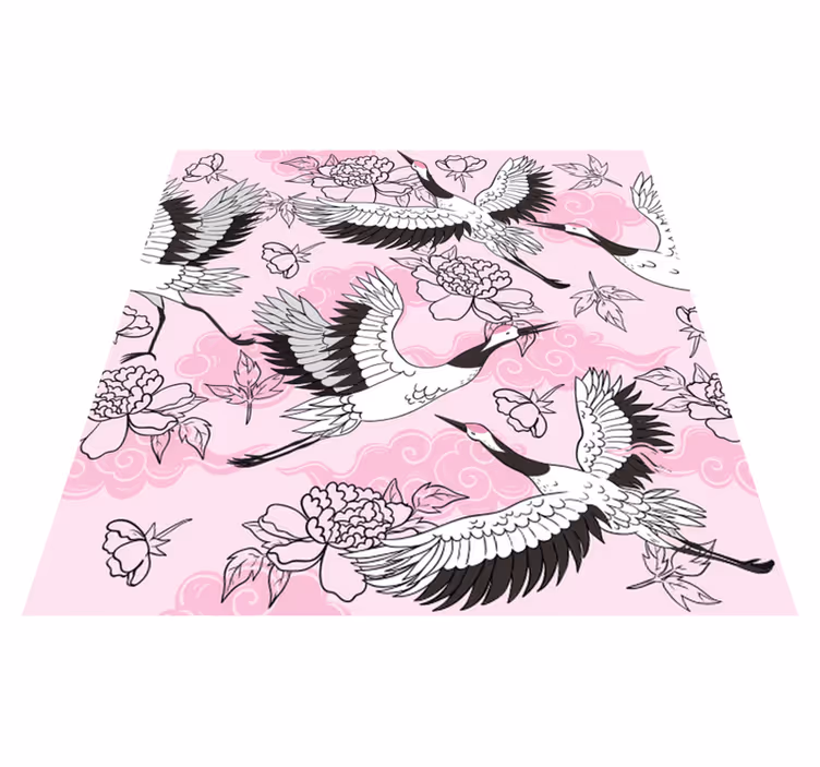 Tappeto vinile animali uccelli selvatici rosa moderno - TenStickers
