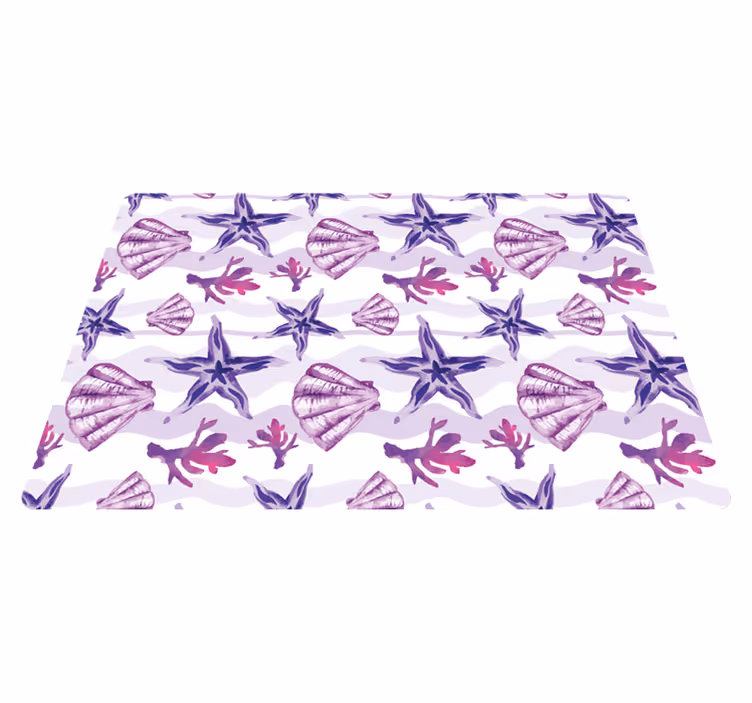Tappeto vinile animali con conchiglia viola e stella marina - TenStickers