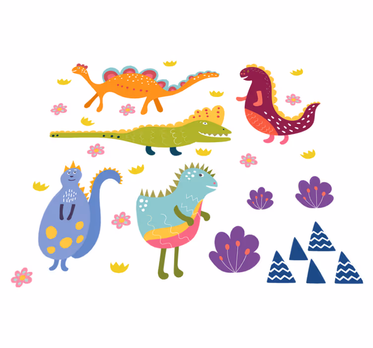 Tappeto vinile animali set dipinto a mano dinosauri - TenStickers