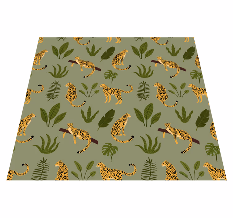 Tappeto vinile animali design leopardo giungla floreale - TenStickers