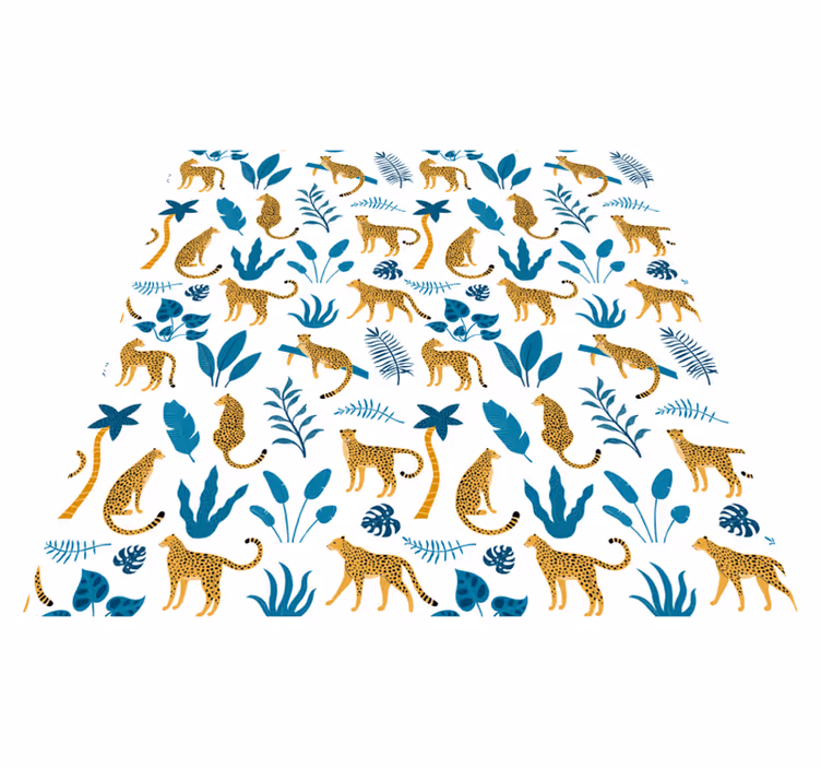 Tappeto vinile animali botanici e leopardi - TenStickers