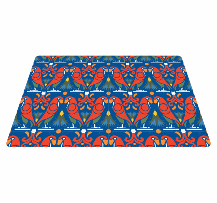 Tappeto vinile animali design floreale su sfondo blu - TenStickers