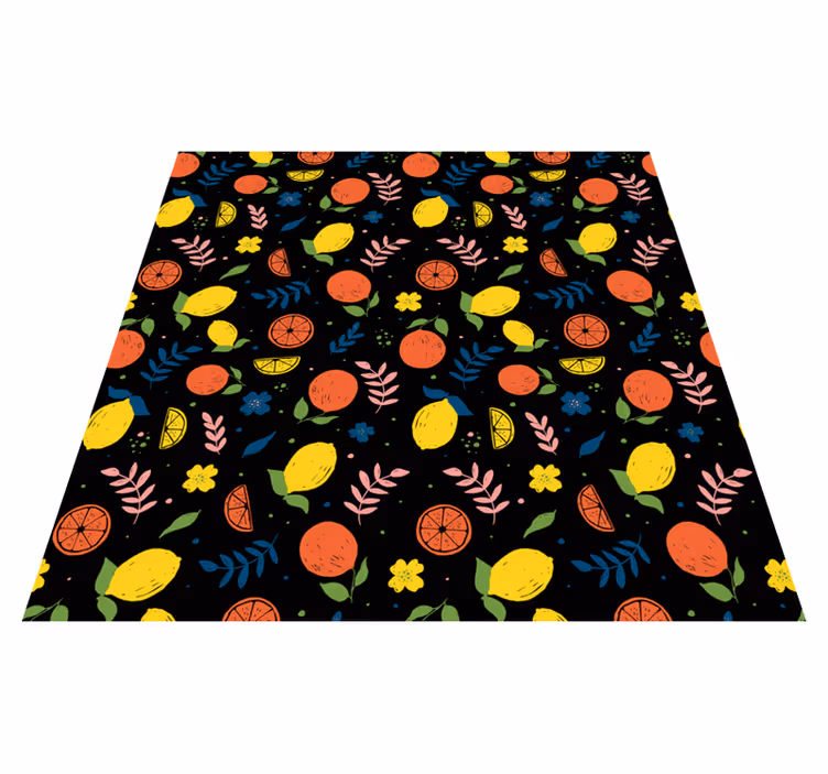 Tappeto vinile animali frutti agrumi con foglie - TenStickers