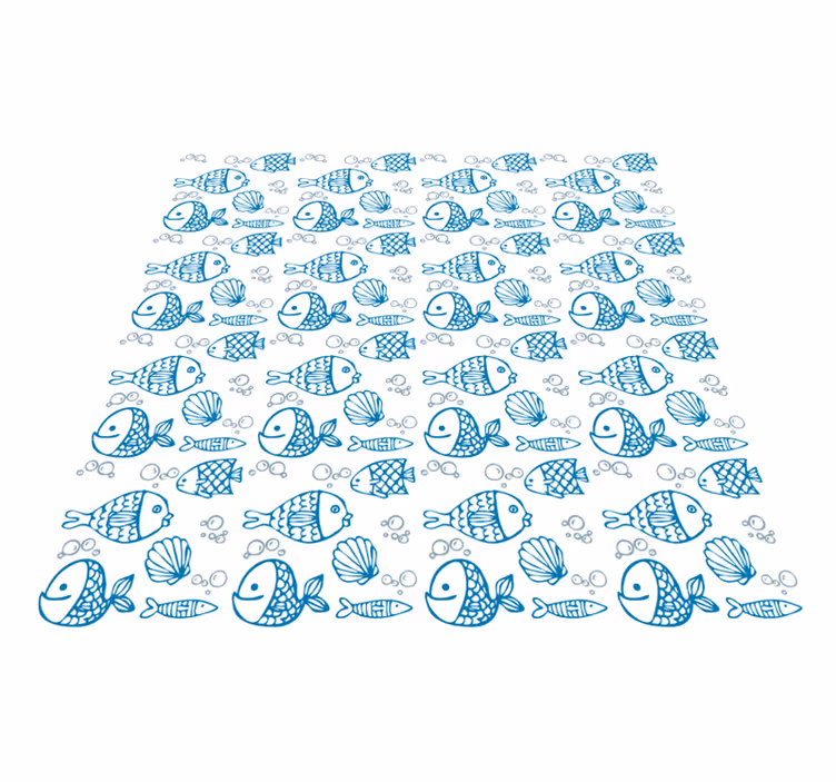 Tappeto vinile animali pesci blu disegnati - TenStickers