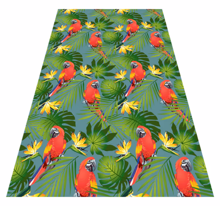 Tappeto vinile animali pappagalli colorati su sfondo blu - TenStickers