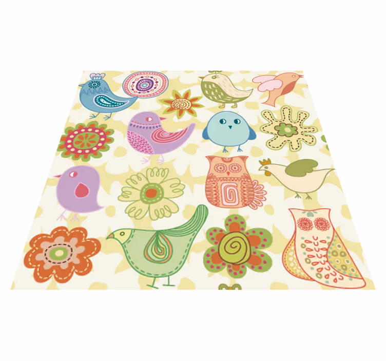 Tappeto vinile animali motivi uccelli colorati - TenStickers