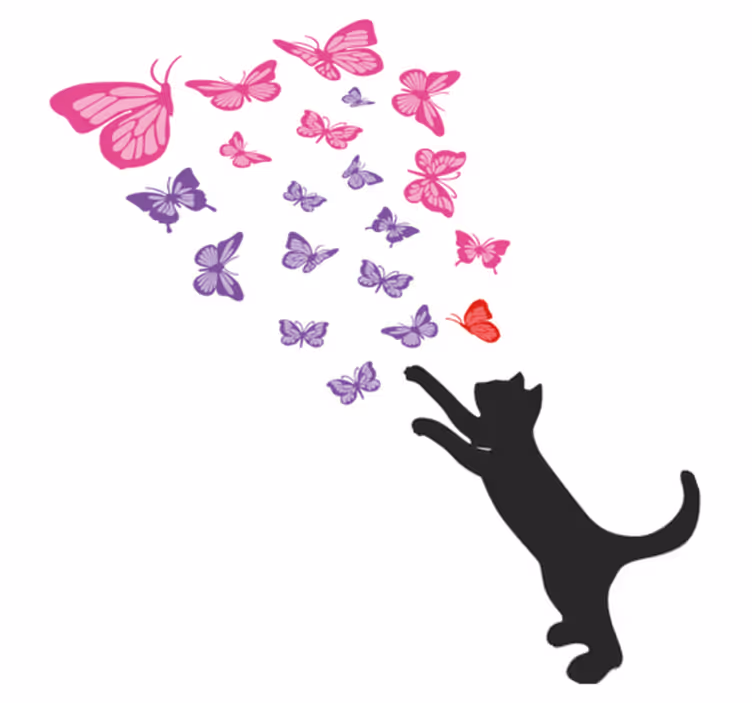 Tappeto vinile animali gattini e farfalle giocose - TenStickers