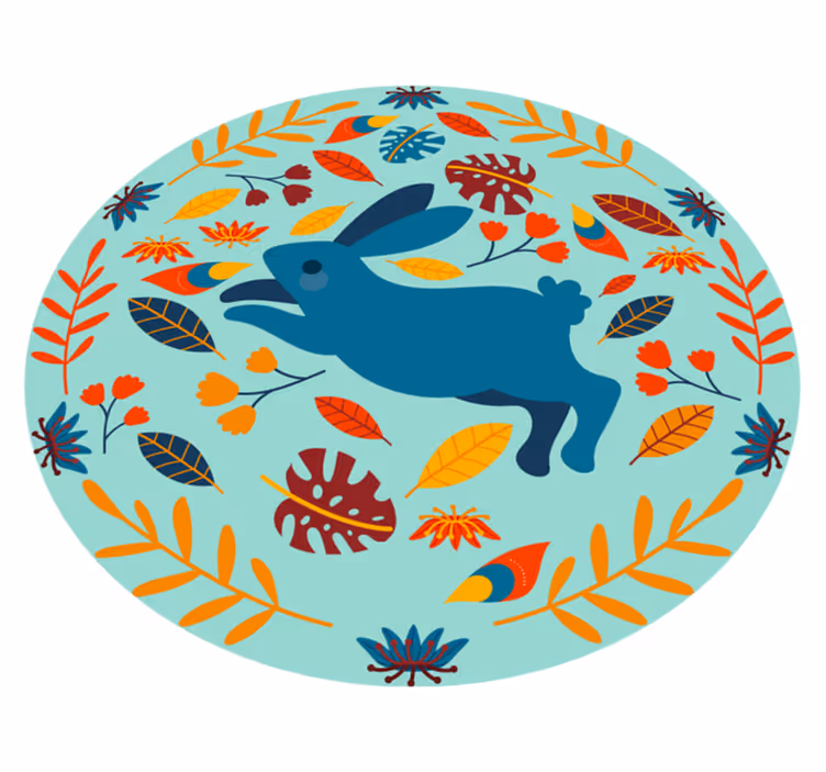 Tappeto vinile animali illustrazione con coniglio giocoso - TenStickers