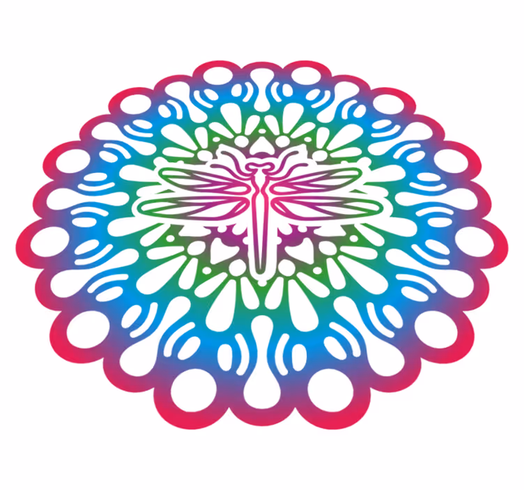 Tappeto vinile animali mandala di libellula colorato - TenStickers