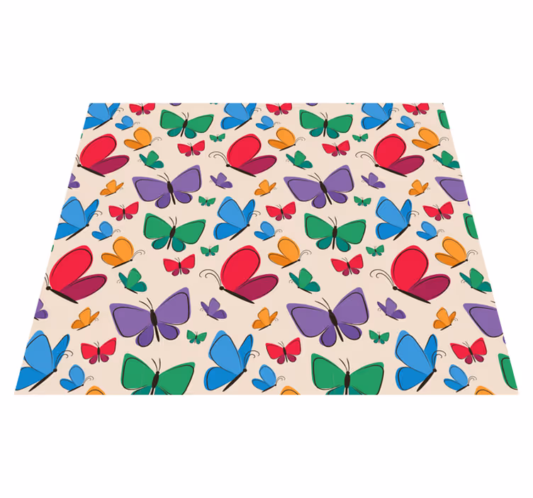 Tappeto vinile animali elementi farfalla vivaci - TenStickers