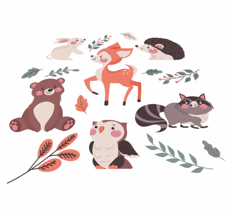 Tappeto vinile animali compagni di animali fantasiosi - TenStickers