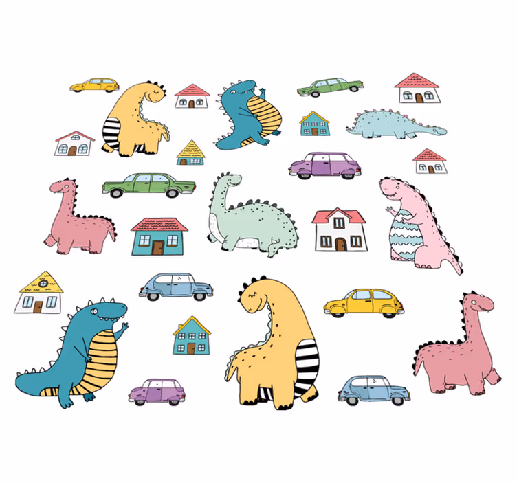 Tappeto vinile animali figure di dinosauri colorate - TenStickers