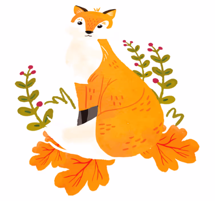 Tappeto vinile animali volpe arancione giocosa - TenStickers