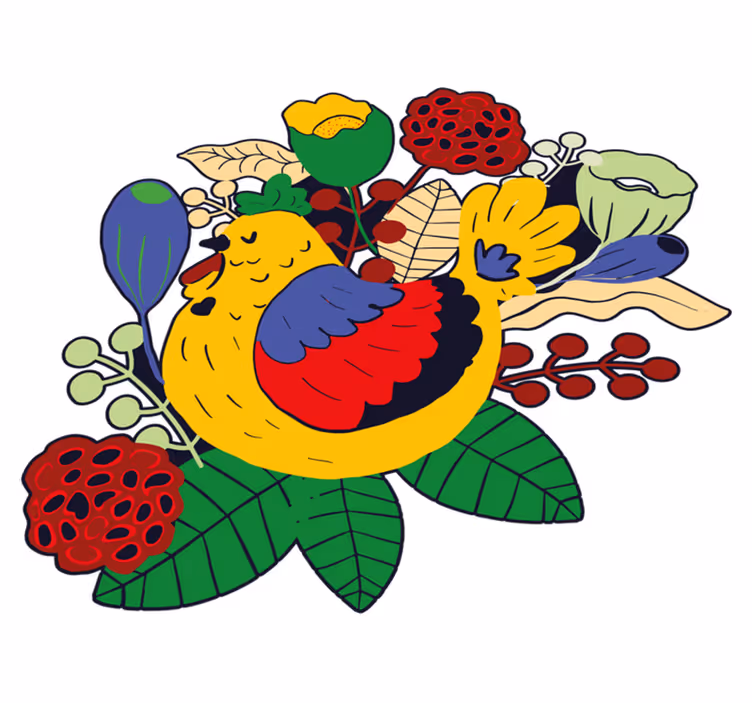 Tappeto vinile animali uccelli colorati floreali - TenStickers