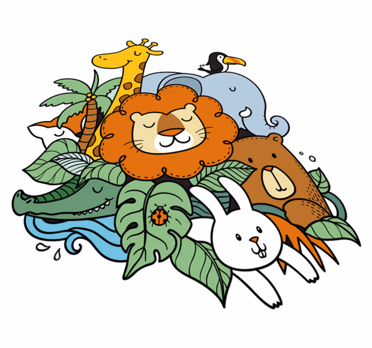 Tappeto vinile animali scena giocosa - TenStickers