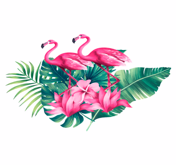 Tappeto vinile animali fenicotteri e fogliame - TenStickers