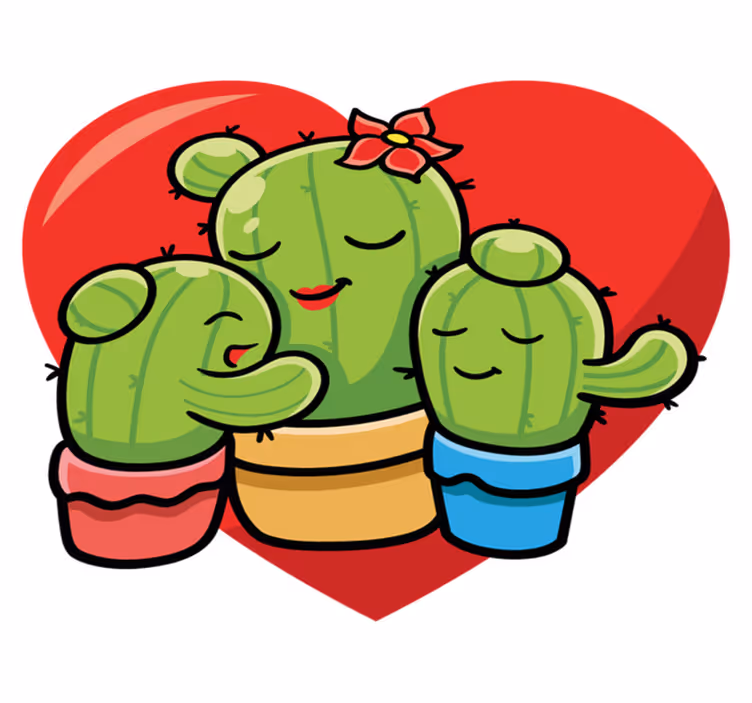 Tappeto vinile animali amore della famiglia cactus - TenStickers