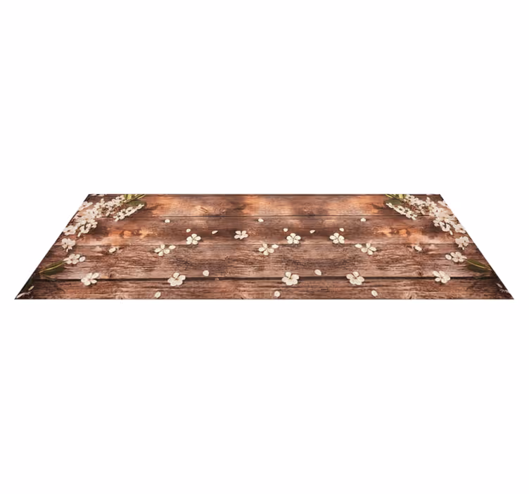 Tappeto pvc cucina legno floreale sparso - TenStickers